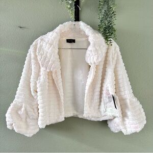 ✨Tacera | Gala Cover | Cropped Furry Cream Coat | Faux | Elegant | Wedding